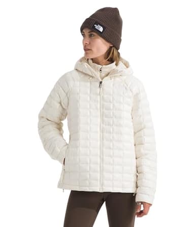 The North Face Women's Thermoball Hooded Jacket | High Loft Insulation, Wind & Water Resistant, Adjustable Hood, White Dune, Large