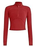 ZHENWEI Bbl Workout Jacket Long Sleeve Crop Half Zip Workout Top Women Crop Yoga Jacket