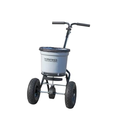 Yard Commander - Commercial 50 LB Walk-Behind Push Broadcast Spreader - 10-12 Foot Spread - Fertilizer, Ice Melt & Grass Seed - Clog Free Design - Fully Enclosed Gear Box - Adjustable Drop Rate