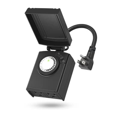 BN-LINK 24 Hour Heavy Duty Mechanical Timer, Outdoor Timer Outlet Waterproof with 30 Minutes Intervals, 2 Grounded Outlets for Christmas Lights Pool Pump,15A 1/2HP, ETL Listed