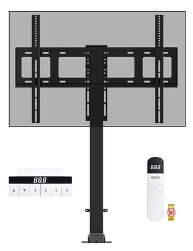 DIHOOL Motorized TV Lift for 85″ - 100″Giant Screen TVs, Pop Up Vertical TV Stand with Remote Control and Obstacle Detection, 59″ Stroke, 37.7″- 97.8″ Height Adjustable, Smooth, Quiet and Powerful