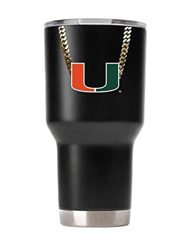 Gametime Sidekicks Miami 30oz Black Tumbler - Officially Licensed, 18/8 Stainless Steel, Double-walled, Vacuum-insulated, UV LED Printed Logos, Sweatless, Stays Hot/Cold - UChain