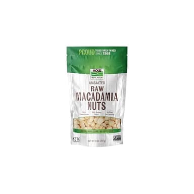 NOW Foods, Raw Macadamia Nuts, Unsalted, Good Source of Fiber, Non-GMO Project Verified, 8-Ounce (Packaging May Vary)