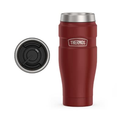 THERMOS Stainless King Vacuum-Insulated Stainless Steel Tumbler - 16oz, Rustic Red - Insulated Coffee Tumbler for Hot & Cold Drinks - Leak-Proof & Sweat-Proof for Commuting & Traveling