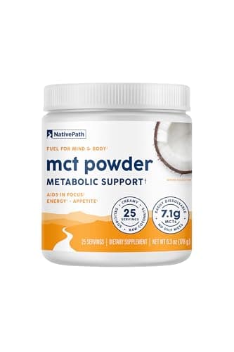NativePath MCT Oil Powder Supplement - Unflavored MCT Powder with Keto-Friendly C8 MCTs. Free of Dairy, Gluten and GMOs, 25 Servings