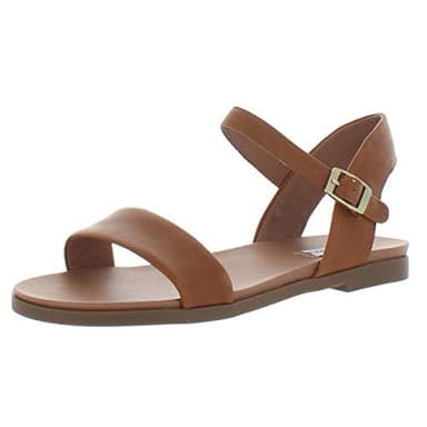Steve Madden Women's Dina Flat Sandal, tan leather, 7
