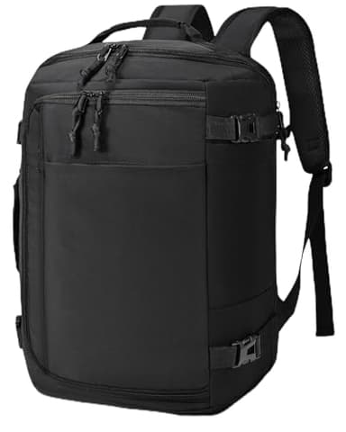 Nixjoro 40x30x20 cm Travel Bag Personal Item Ryanair Approved Backpack Expandable to 40x30x25cm Carry On Underseat with USB Charging Port for Men Women, Black