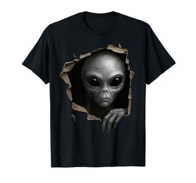 Alien Grey Torn Cloth Funny Extraterrestrial 3D Graphic T-Shirt