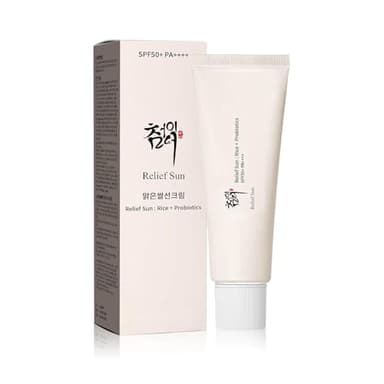 RELIEF SUN Relief Sun Organic Korean sunscreen SPF50+, PA++++ Riceand Probiotics | Korean Skin Care Solution for All Skin TypesNourishing Skin Protection and UV Def（1.69 fl)
