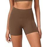 ODODOS Yoga Shorts for Women 4" High Waist Buttery Soft Lounge Biker Shorts, Brunette, Medium