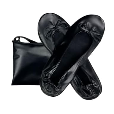 ccafgho Women's Foldable Ballet Flats Portable Slip-On Shoes for Wedding, Travel, Work & Driving (Black M)