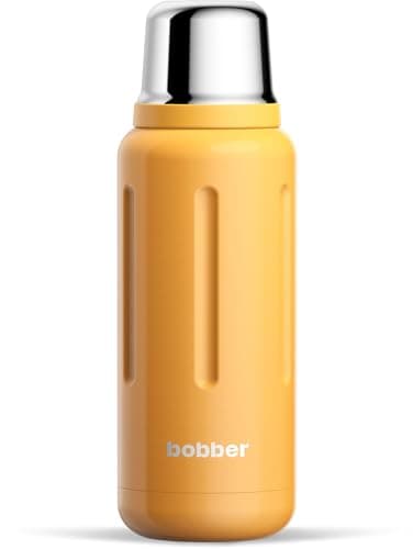 Bobber - 34 oz Vacuum Insulated Stainless Steel Water Bottle with Cup Lid - Dishwasher Safe - Keeps Drinks Hot for 48 Hours and Cold for 72 Hours - Triple Walled Thermo Flask (Ginger Tonic)