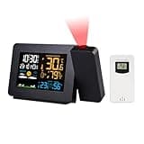 Zorpupoa Projection Alarm Clock, Atomic Projector Clocks with WWVB Function, Dual Alarms Digital Projection Clock with Snooze Button Outdoor, Indoor/Outdoor Weather