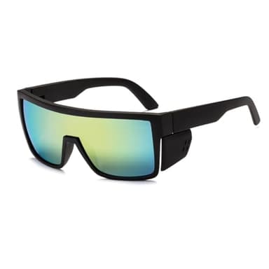 Z87 Safety Sunglasses Polarized UV400, ANSI Certified Protective Eyewear with Removable Side Shields, Impact-Resistant Work Glasses for Construction, Shooting, Outdoor Use (Matte Black Gold Mirror)