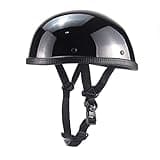Woljay Motorcycle Half Helmet Beanie Cruising Skull Cap Small Helmets for Motorbike Scooter Chopper Moped Scooters Electric (Small, Gloss Black)