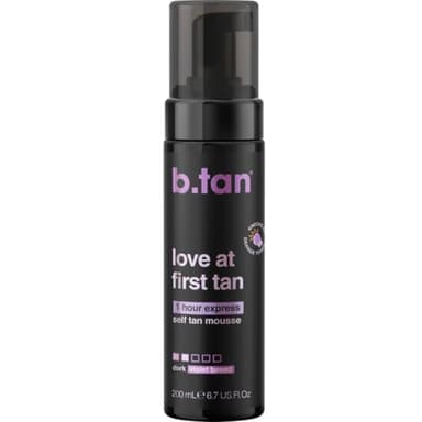 b.tan Violet Base Self Tanner Mousse | Love At First Tan - Best, 1 Hour Express Sunless Tanning Foam, Cancels Orange Tones, Dark Bronzing Glow, No Fake Tan Smell, Face & Body, 6.7 Fl Oz