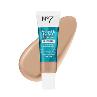 No7 Protect & Perfect Advanced All in One Foundation - Cool Ivory - Age Defying Foundation Makeup with SPF 50 - Makeup Base Cream Helps to Reduces Redness & Blurs Visible Pores (30ml)