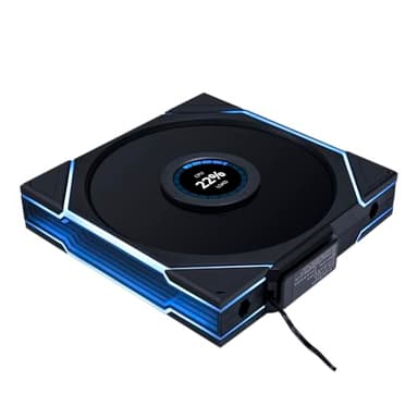 Lian Li UNI Fan TL LCD Wireless 140-Single Pack(Reverse Blade)-2.4 GHz Wireless Signal 140MM ARGB Fan-Infinity Mirror-Daisy-Chain-Lighting Effects-Controller NOT Included&Required-Black (14RTLLCD1W1B)