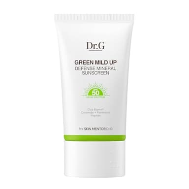 Dr. G Green Mild Up Defense Mineral Sunscreen - SPF 50 Broad Spectrum Korean Sunscreen - Lightweight & Reef-Safe Mineral Formula - For Sensitive Skin - Non-Greasy - With Centella Asiatica - 1.69 fl oz