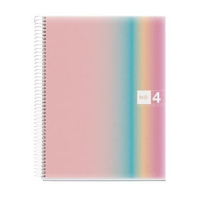 M MiquelRius, Lined 4 Subject Notebook, 11" x 8.5", 120 Perforated Sheets, Colored Sections, 3 Hole Punched,West Bay Design Cardboard Cover