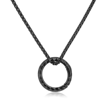 GAVU Black Ring Keeper Necklace for Men, Stainless Steel Ring Holder Necklace 22"