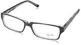 Ray-Ban RX5169 Rectangular Prescription Eyeglass Frames, Black On Transparent/Demo Lens, 52 mm