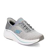 Skechers Women's Max Cushioning Elite 2.0 Prevail Hands Free Slip-Ins Sneaker, Gray/Blue, 8