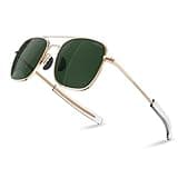 ACBLUCE Aviator Sunglasses for Men Pilot Polarized Retro Military Navigator Army Classic Gold Glasses 53mm Bayonet Temples