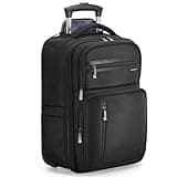 Ponhog Rolling Backpack - 17 inch Laptop Backpack for Adults with Wheels Flight Approved Water Resistant Carry on Wheeled Backpacks for Travel Trip Business College Commute Black