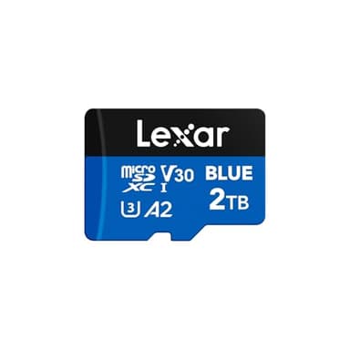 Lexar 2TB Blue Micro SD Card Up to 160MB/s, microSDXC UHS-I Memory Card with SD Adapter, C10, U3, A2, V30, Full HD, 4K UHD, High Speed TF Card