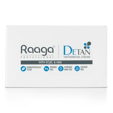 Raaga Professional De-Tan Cream | Milk Extract for Hydrated, Even-Toned Skin | Gentle Face & Body Formula | For All Skin Types | 2.54 Oz (72g)