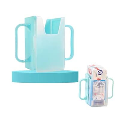 Children's Juice Box Holder,LIUHUIZEYU Telescopic Cupholder Juice Bag Holder for Toddlers No Squeeze Adjustable Folding Food Pouch and Milk Box Holder for Kids No Spill (Blue), Unisex