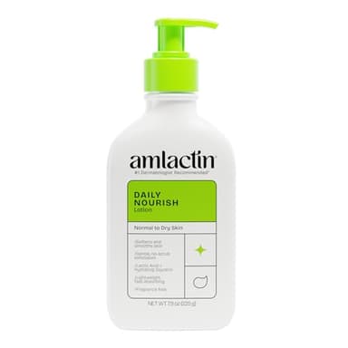 AmLactin Daily Nourish Therapeutic Body Lotion for Dry Skin - No-Scrub Exfoliator and Moisturizer - AmLactin 12% Lactic Acid Lotion, 7.9 oz (Packaging May Vary)