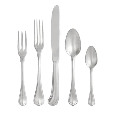 FORTESSA San Marco 18/10 Stainless Steel Flatware, 20 Piece Place Setting With Table Knives, Forks and Spoons (Service For 4), Dishwasher Safe, Antiqued