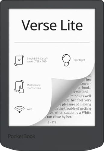PocketBook Verse Lite – 6" E-Ink Carta Touchscreen eReader with Frontlight | Eye-Friendly, Glare-Free Display | Wi-Fi | Supports 25 Formats incl. DRM | Compact & Lightweight