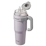 TKK 40 oz Tumbler with Handle and Straw, Ceramic Coating Insulated Tumbler 100% Leakproof Travel Mug for Water, Iced Tea or Coffee, Smoothie, Cup Holder Friendly Base, Purple