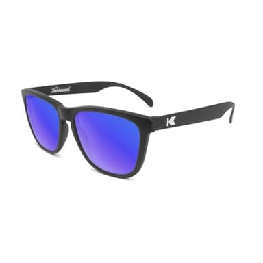 Knockaround Classics Polarized Sunglasses for Men & Women - Impact Resistant Lenses & Full UV400 Protection, Matte Black Frames/Blue Reflective Lenses