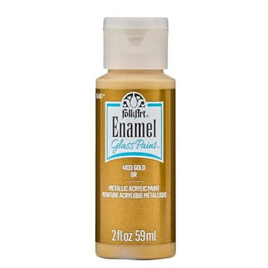 FolkArt Enamel Glitter and Metallic Paint in Assorted Colors (2 oz), 4033, Metallic Gold