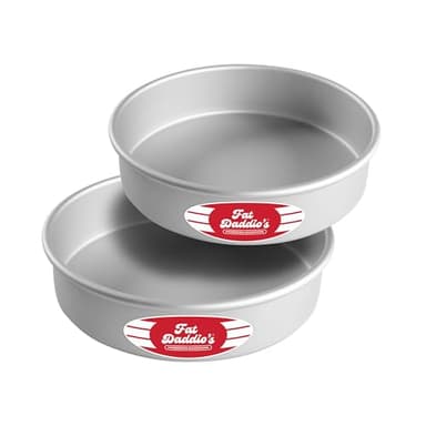 Fat Daddio's Anodized Aluminum Round Cake Pans, 2 Piece Set, 8 x 2 Inch