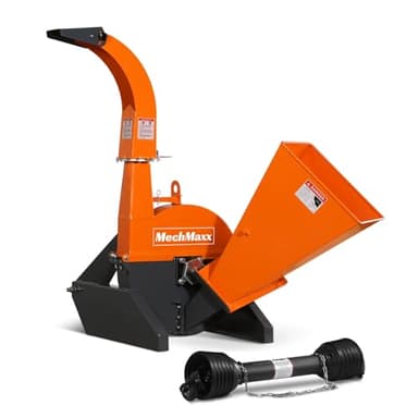MechMaxx 4'' Inch PTO Powered 3 Point Wood Chipper Shredder Mulcher Attachment for Tractors Up to 45HP, (PTO Shaft Included), Model BX42S