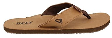 Reef Leather Smoothy Mens Flip Flop, No Break In Period Leather, Durable Outsole, Bronze Brown, 12