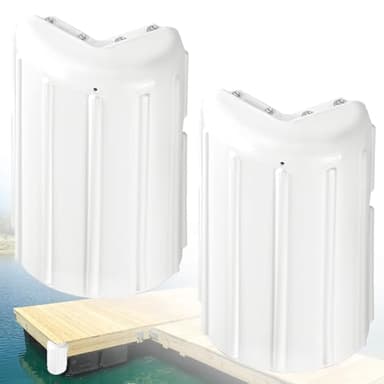 JYINCPED Corner Dock Bumper Fender,Boat Dock Bumpers Corner Fenders,Marine Grade Vinyl,Inflatable Protection Guard,Stainless Steel Mounting Hardware Included,8"x16",2 Pack-White