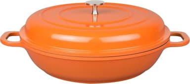 MasterPan 3 Quart Non-Stick Cast Aluminum Dutch Oven Casserole Stockpot 11", Orange
