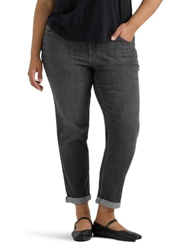 Lee Women's Plus Size Legendary Mid Rise '90s Taper Jean, Rising Moon, 24 Plus Petite