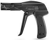 RV RHODES 42708 Zip Tie Gun/Cable Tie Install Tool, Adjustable Tension with Built-In Cutter, for Nylon Ties up to 1/4”- Black
