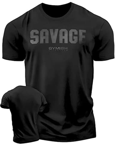 Savage Men's Workout Shirt for Men, Gym Funny Deadlift Lifting T-Shirt (LG, Savage Black)