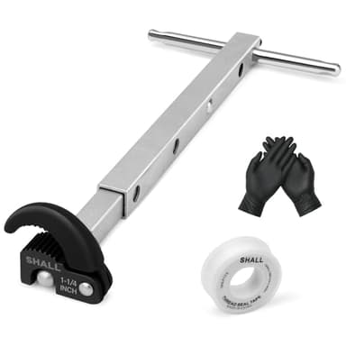 SHALL Telescoping Basin Wrench, Adjustable Sink Wrench with 10'' to 17'' Extendable Handle, Full Polished Tap Nut Spanner with 3/8'' to 1-1/4'' Jaw Capacity for Hard to Reach Spaces