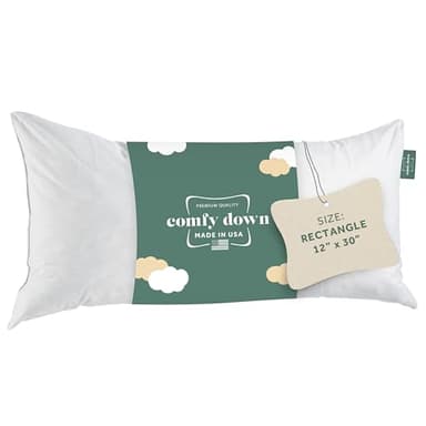 ComfyDown Decorative Throw Pillow Insert, Down and Feather Fill, 100% Cotton Cover, 233 Thread Count - Made in USA (12 X 30)