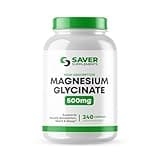 Saver Supplements Magnesium Glycinate 500mg – High Absorption, Chelated Magnesium Supplement for Muscle, Sleep, Heart, and Nerve Support – Non-GMO & Gluten Free – 240 Capsules
