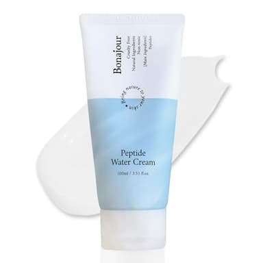 BONAJOUR] Vegan Peptide Hyaluronic Acid Moisturizing Cream for oily skin & sensitive skin (Lightweight face moisturizer), Best Anti Aging & Wrinkle, Repair, Brightening Care Lotion 3.38 Fl. oz